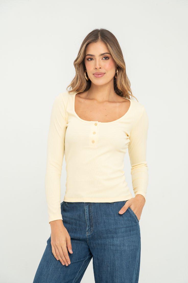 Camiseta Dama Ragstyle Pf31122425 Rib Malaga Amarillo Masmelo