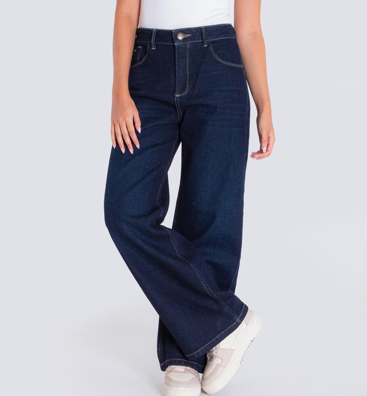 Jean Dama Oxford 041495 Palazzo Azul Oscuro Wide Leg