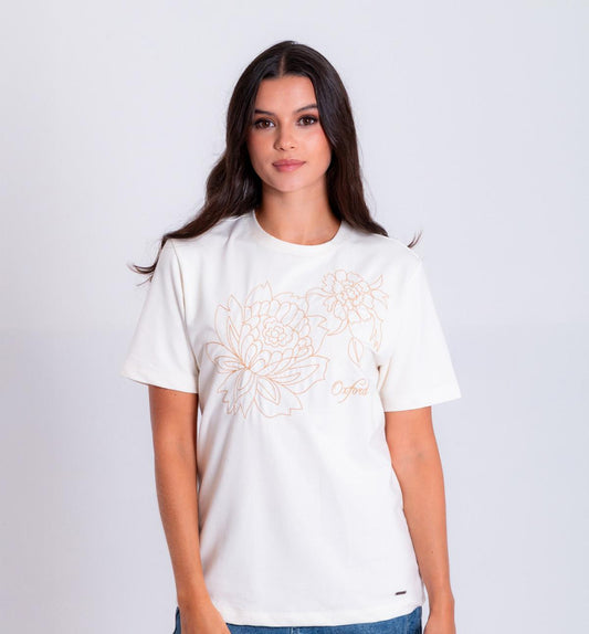 Camiseta Dama Oxford 641563 Cuello Redondo Ivory
