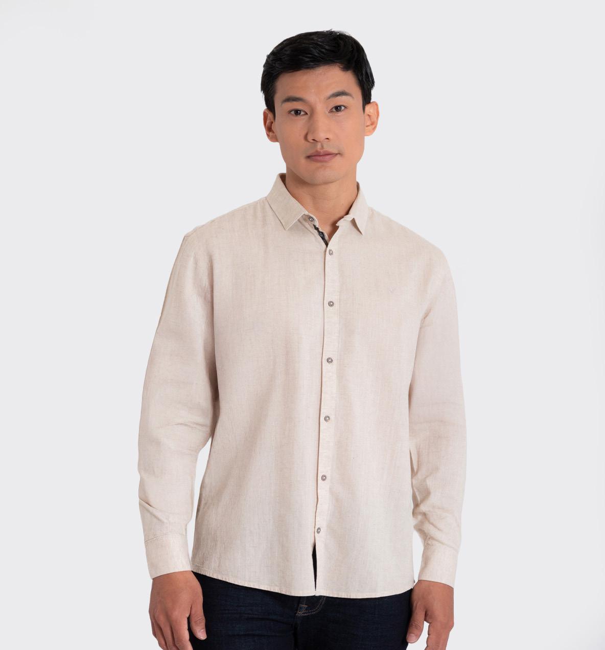 Camisa Manga Larga Oxford 032782 Regular Fit Crudo