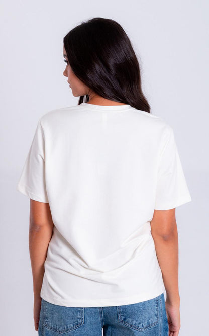 Camiseta Dama Oxford 641563 Cuello Redondo Ivory