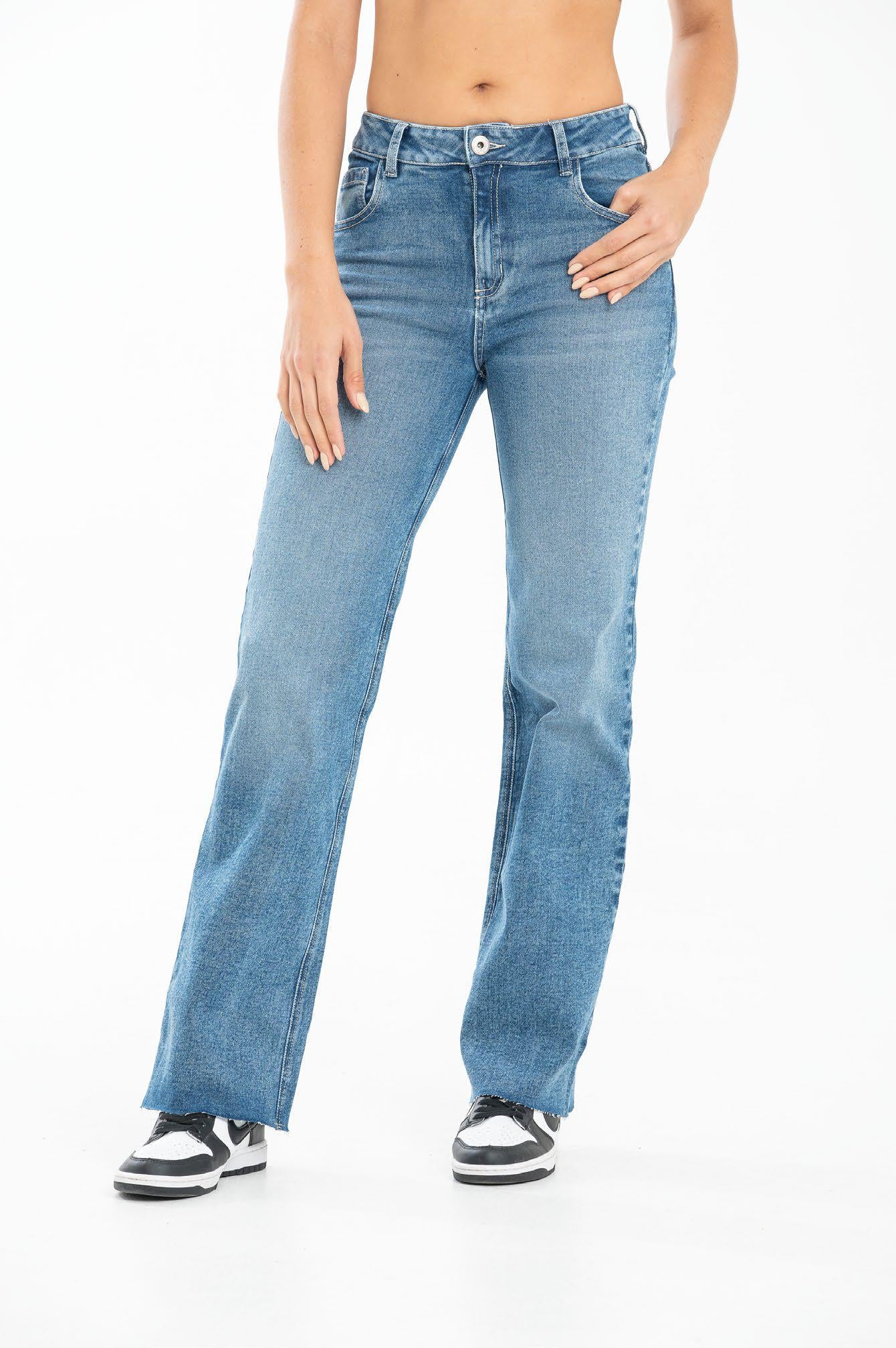 Jean Dama Ragstyle Pf35350282 Bota Recta Azul Medio