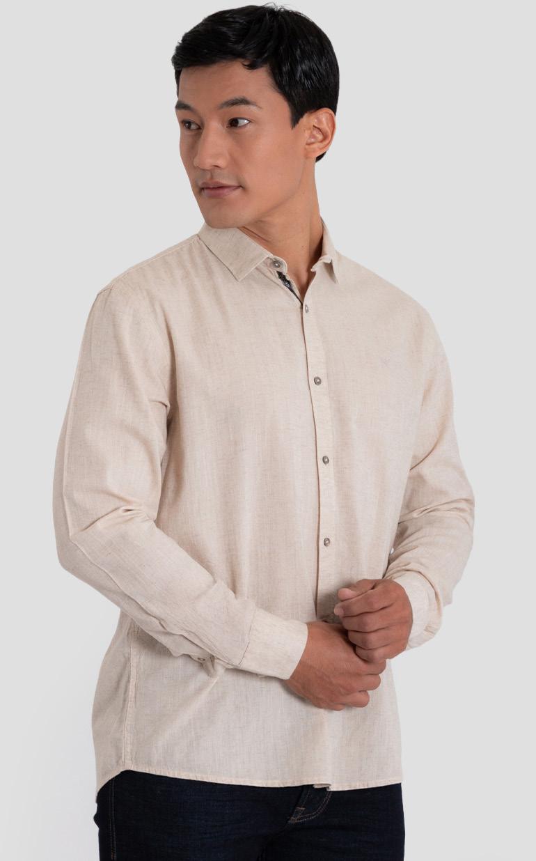 Camisa Manga Larga Oxford 032782 Regular Fit Crudo