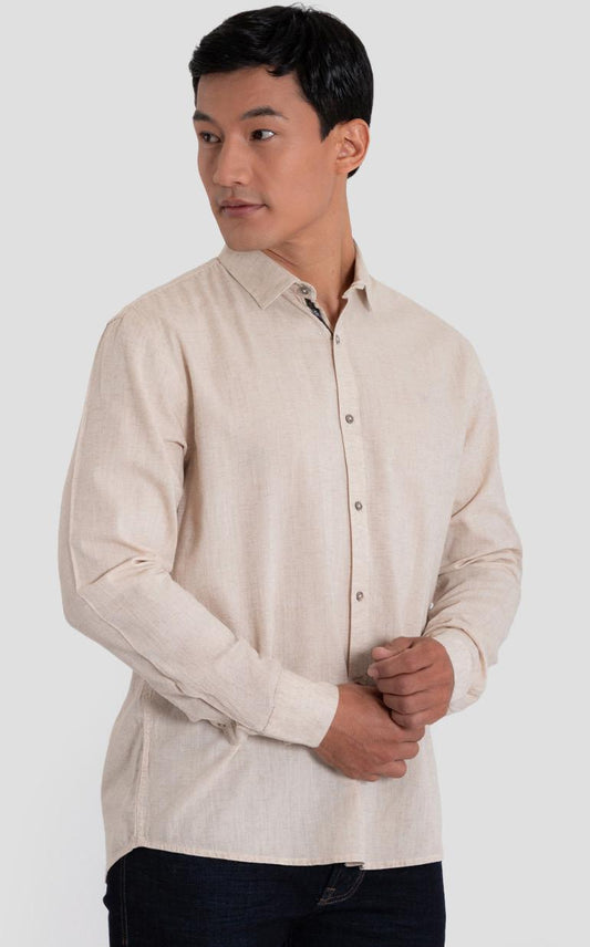Camisa Manga Larga Oxford 032782 Regular Fit Crudo