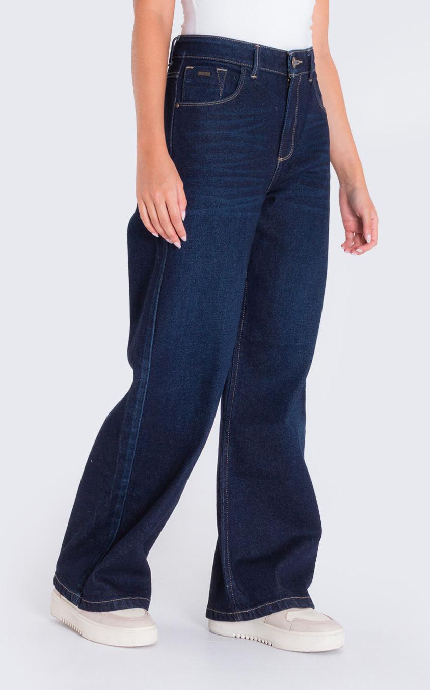 Jean Dama Oxford 041495 Palazzo Azul Oscuro Wide Leg