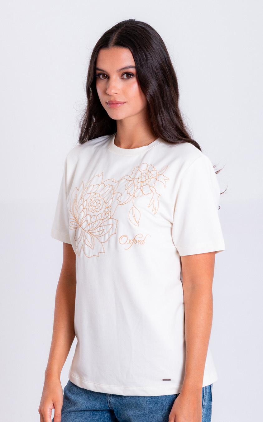 Camiseta Dama Oxford 641563 Cuello Redondo Ivory