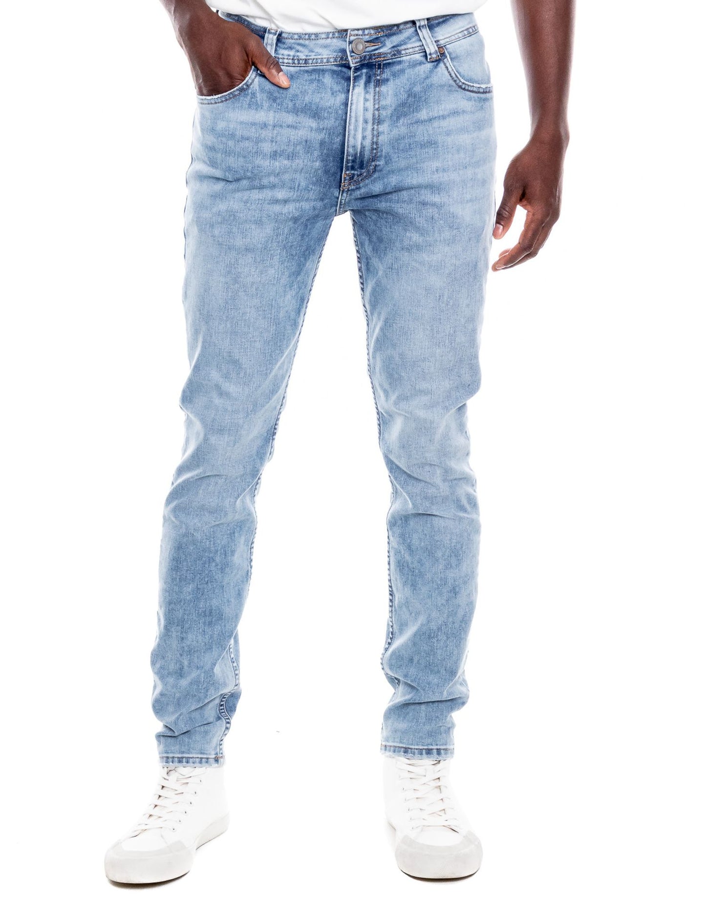 Jean Hombre Color Blue 221401 Medium Waist Slim Fit Negro