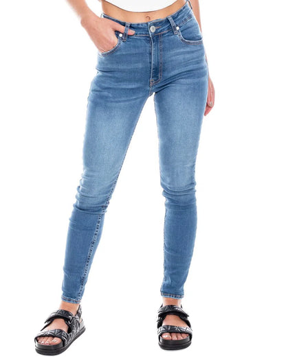 Jean Dama Color Blue 223406 High Waist Slim Fit Azul Medio