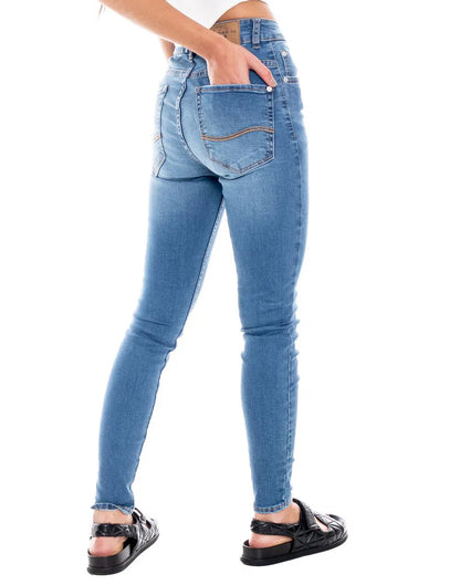 Jean Dama Color Blue 223406 High Waist Slim Fit Azul Medio