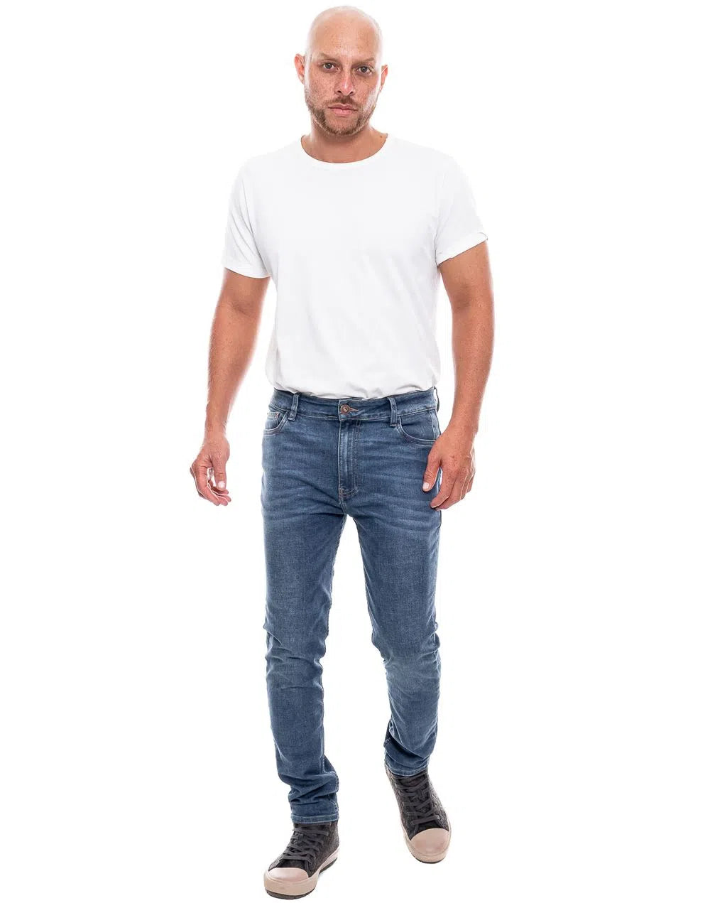 Jean Hombre Color Blue 241420 Medium Waist Slim Fit Azul Medio