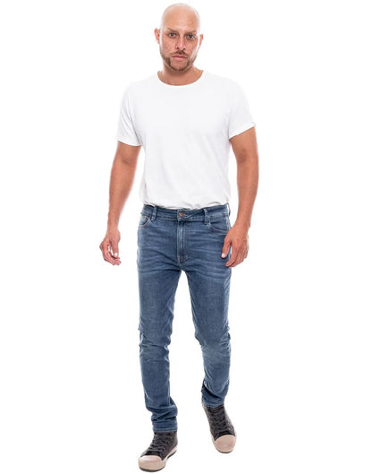 Jean Hombre Color Blue 241420 Medium Waist Slim Fit Azul Medio
