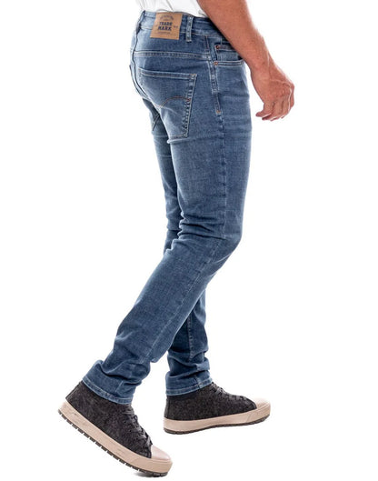 Jean Hombre Color Blue 241420 Medium Waist Slim Fit Azul Medio