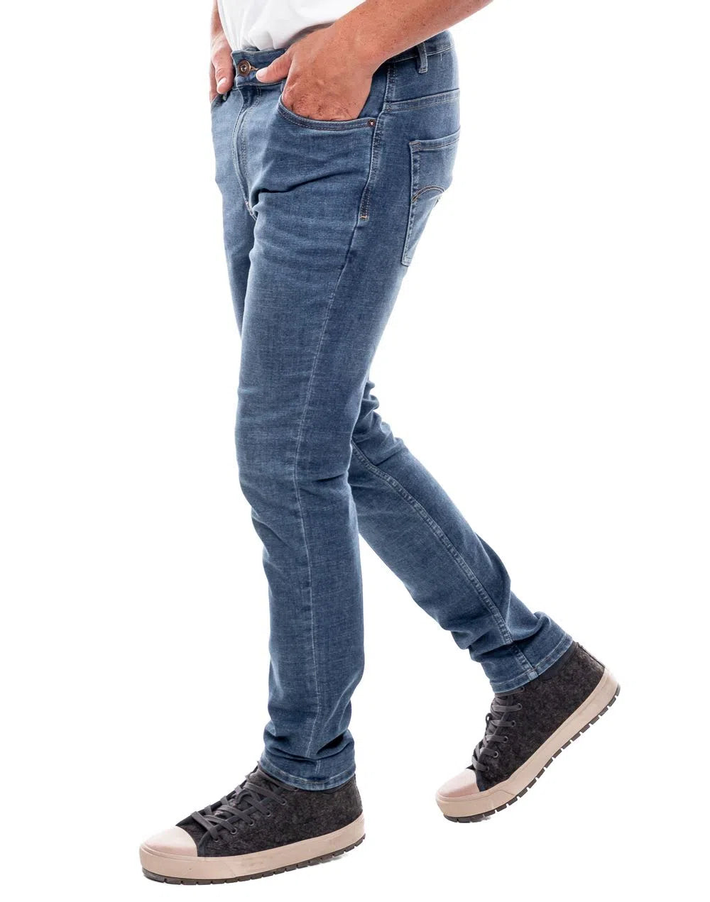 Jean Hombre Color Blue 241420 Medium Waist Slim Fit Azul Medio