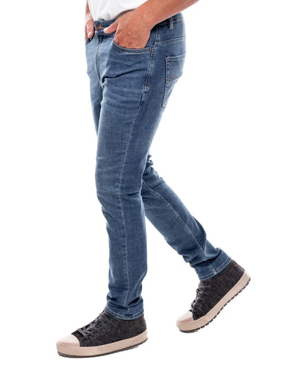 Jean Hombre Color Blue 241420 Medium Waist Slim Fit Azul Medio