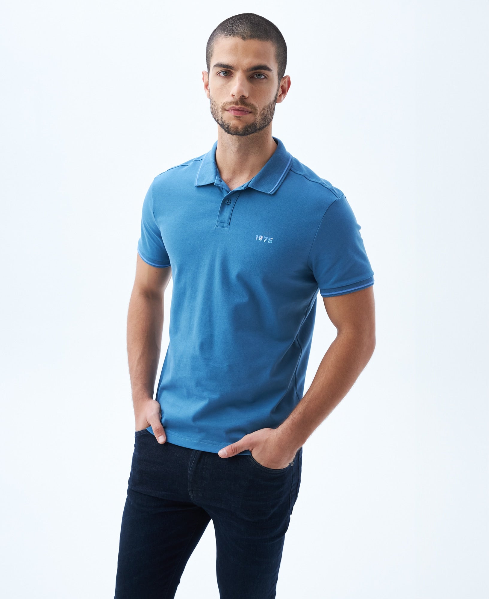 Camiseta Polo Americanino 809E003 Slim Fit Azul Medio Valentina Pereira