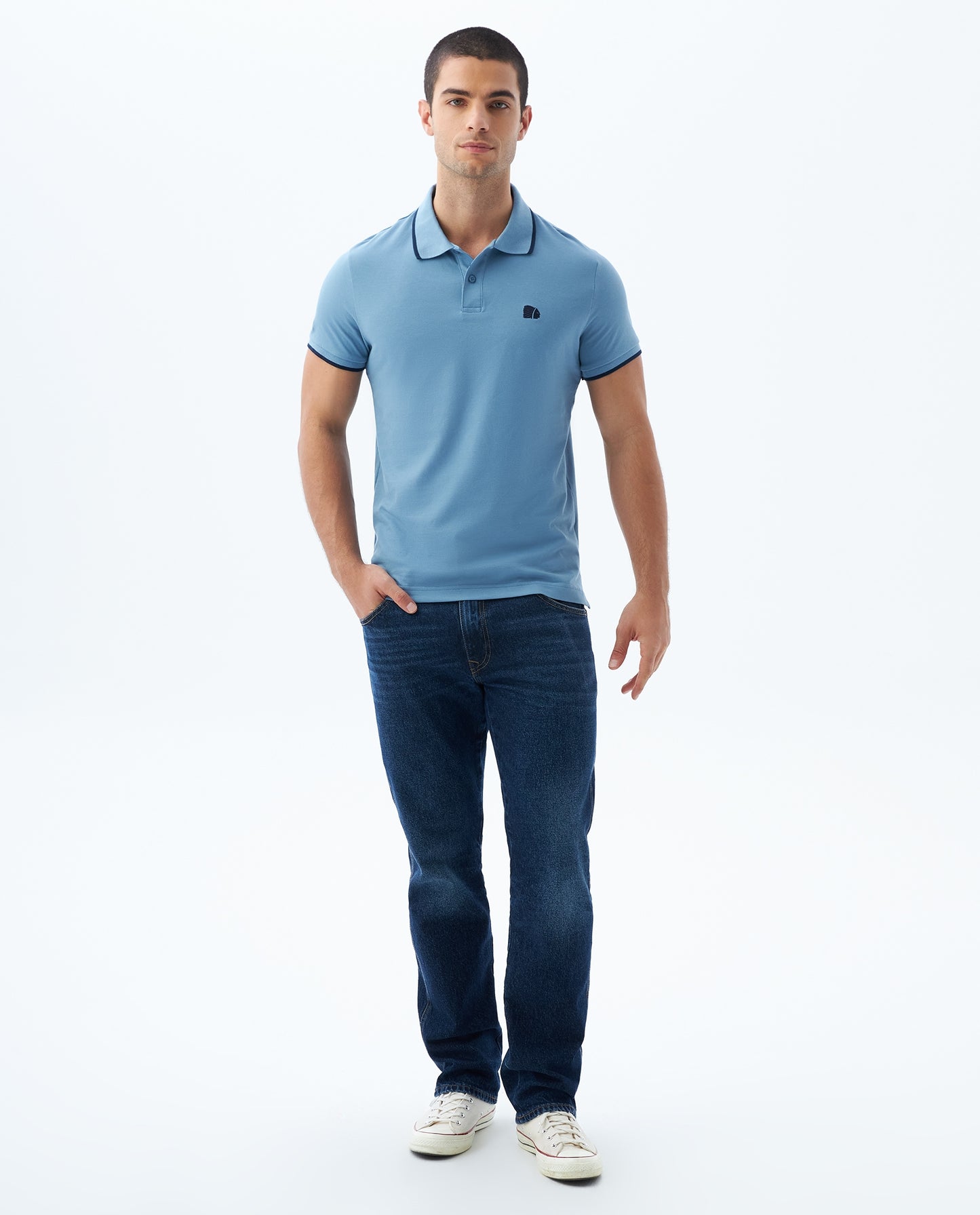 Camiseta Polo Americanino 800G001 Slim Fit Azul Medio