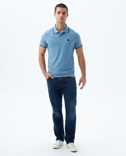 Camiseta Polo Americanino 800G001 Slim Fit Azul Medio