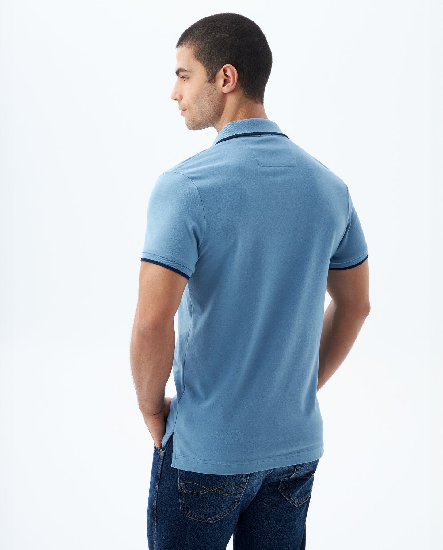 Camiseta Polo Americanino 800G001 Slim Fit Azul Medio