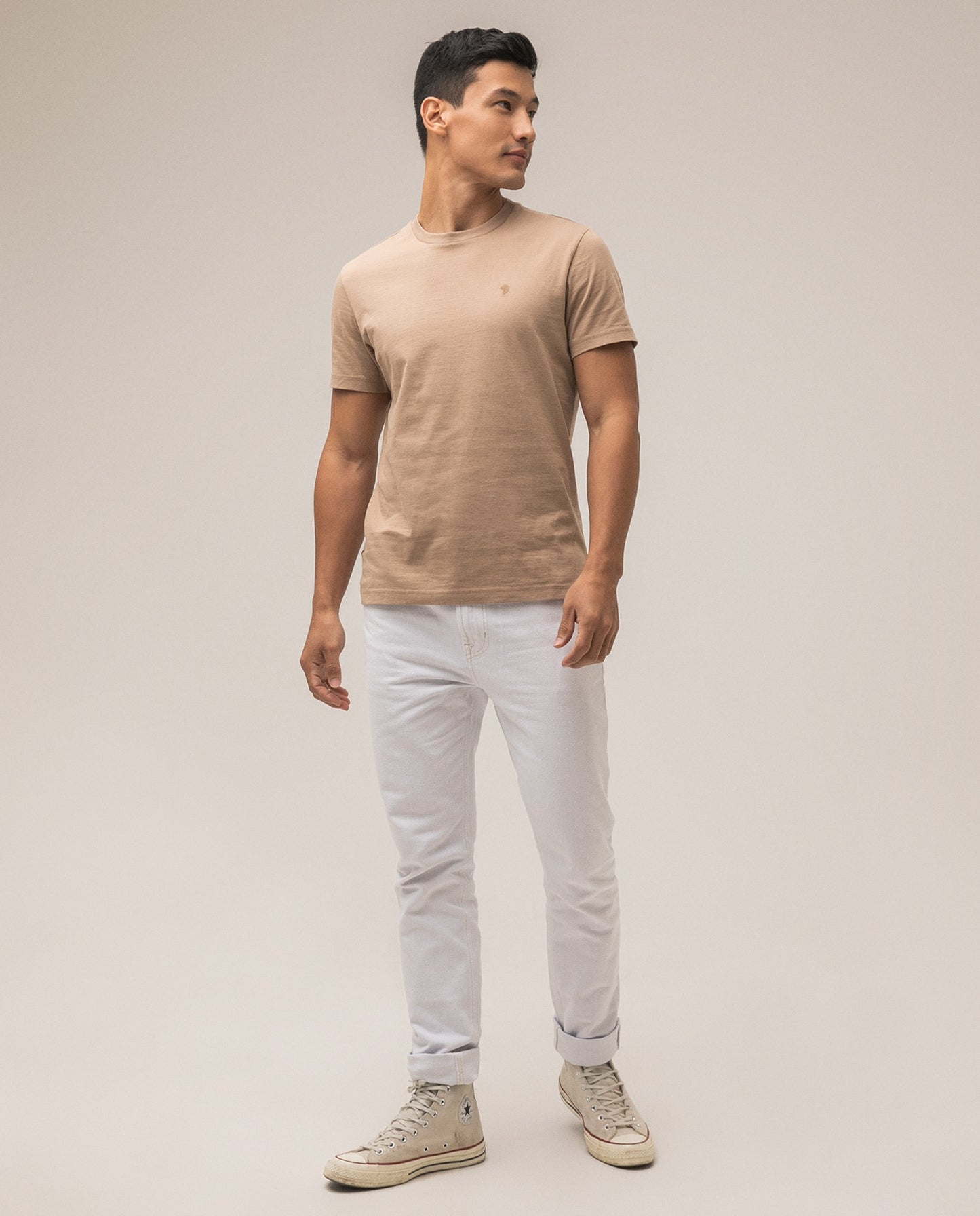 Camiseta Cuello Redondo Americanino 840D001 Basica Slim Fit Beige Oscuro