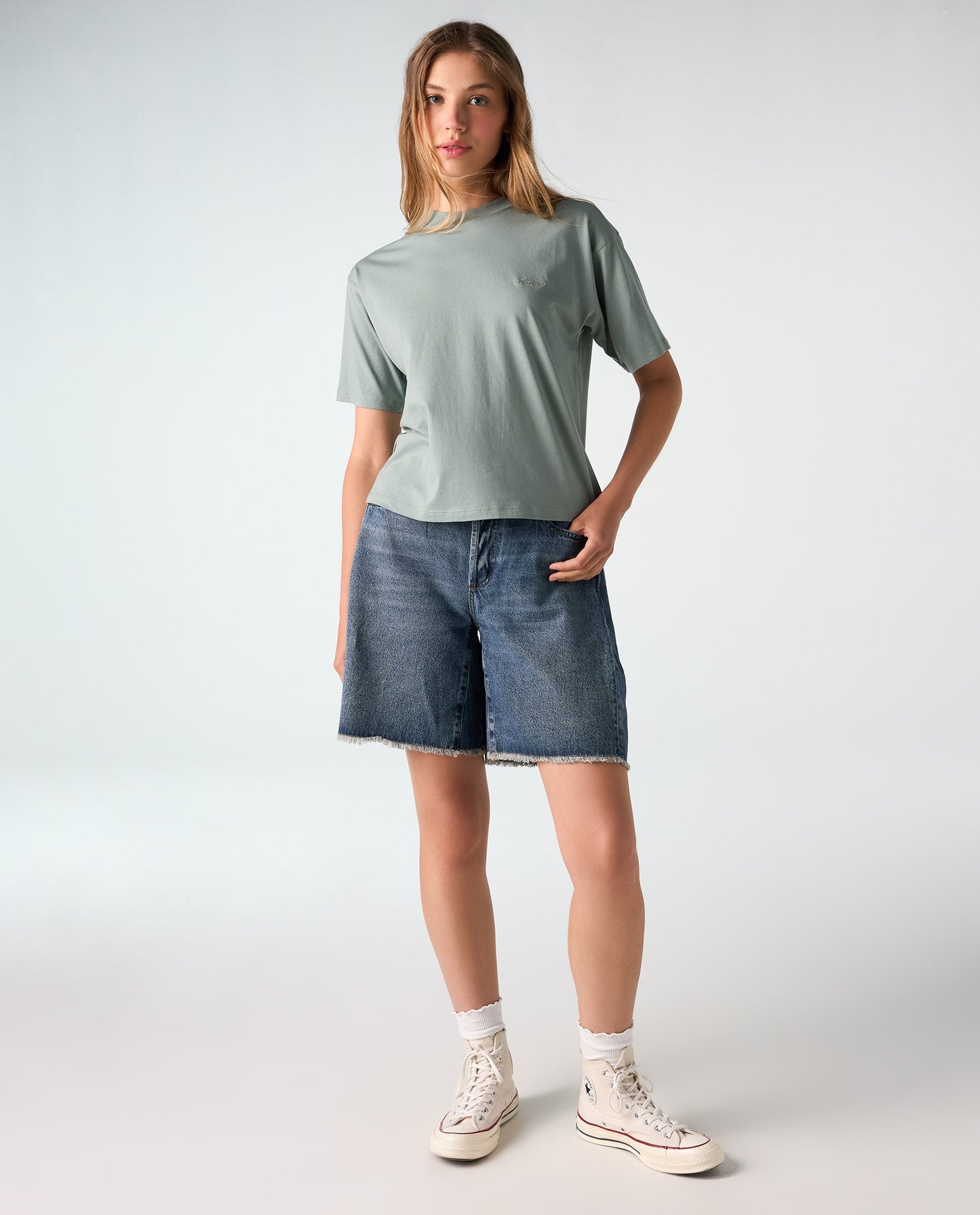 Camiseta Dama Americanino 600F002 Basica Cuello Redondo Verde