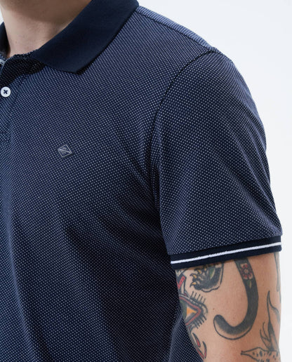 Camiseta Polo Americanino 801F005 Slim Fit Jackquard Azul Oscuro