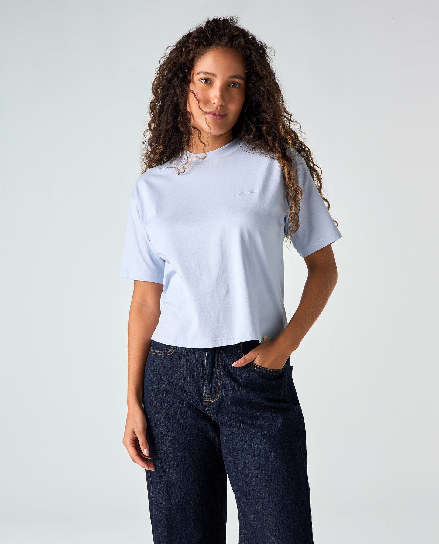 Camiseta Dama Americanino 600F002 Basica Cuello Redondo Azul Claro