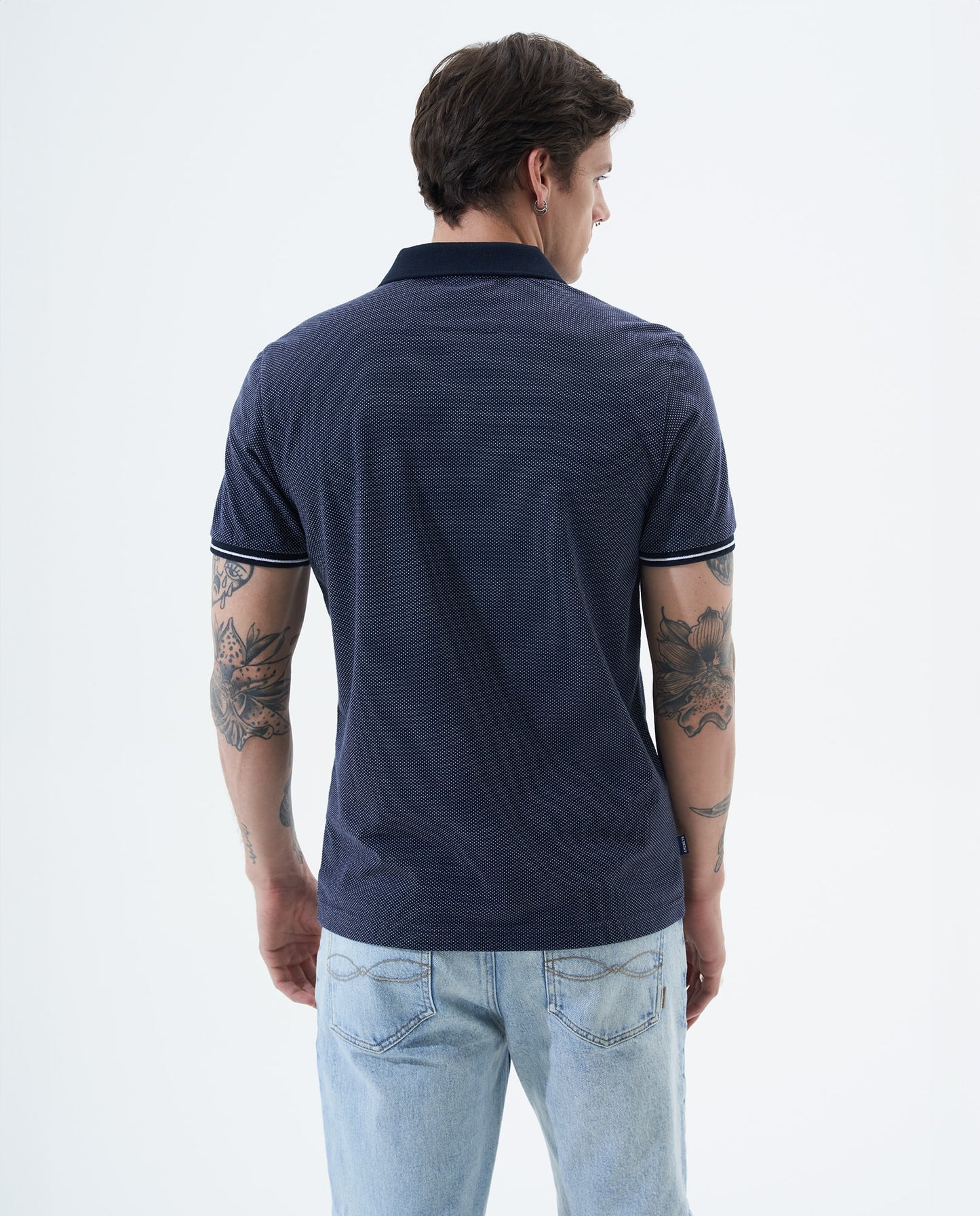 Camiseta Polo Americanino 801F005 Slim Fit Jackquard Azul Oscuro