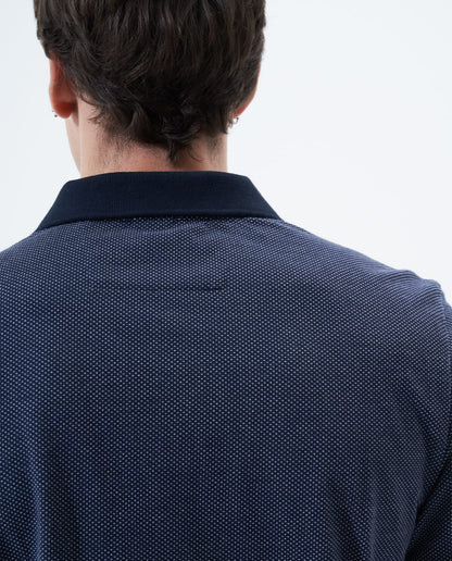 Camiseta Polo Americanino 801F005 Slim Fit Jackquard Azul Oscuro