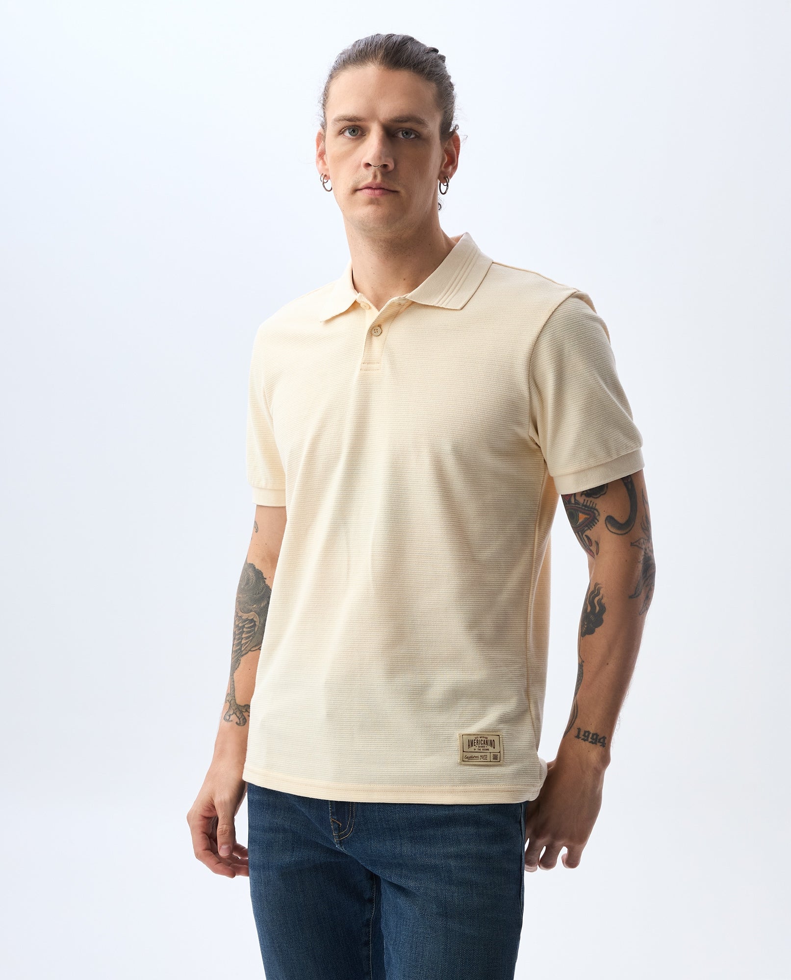 Camiseta Polo Americanino 801G008 Slim Fit Amarillo Cosmético Claro