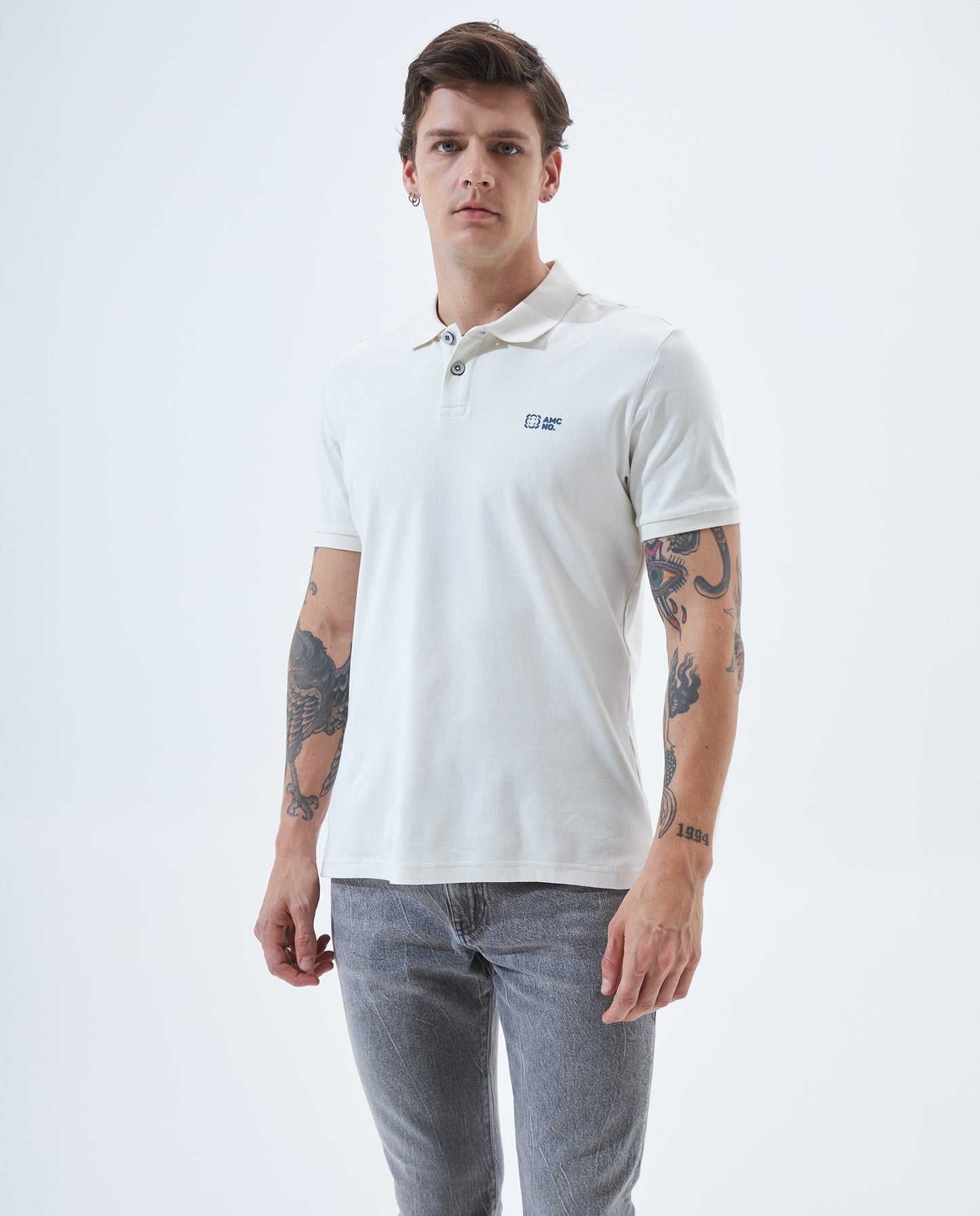 Camiseta Polo Americanino 801F000 Slim Fit Blanco Crudo