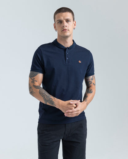 Camiseta Polo Neru Americanino 800D005 Slim Fit Azul Oscuro