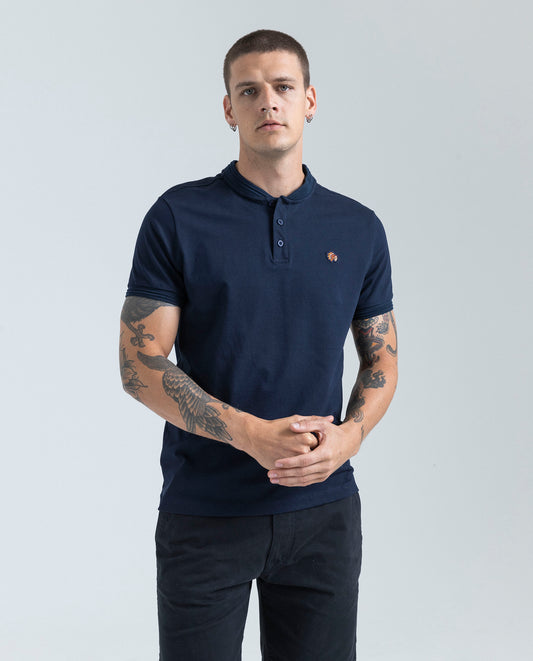 Camiseta Polo Neru Americanino 800D005 Slim Fit Azul Oscuro