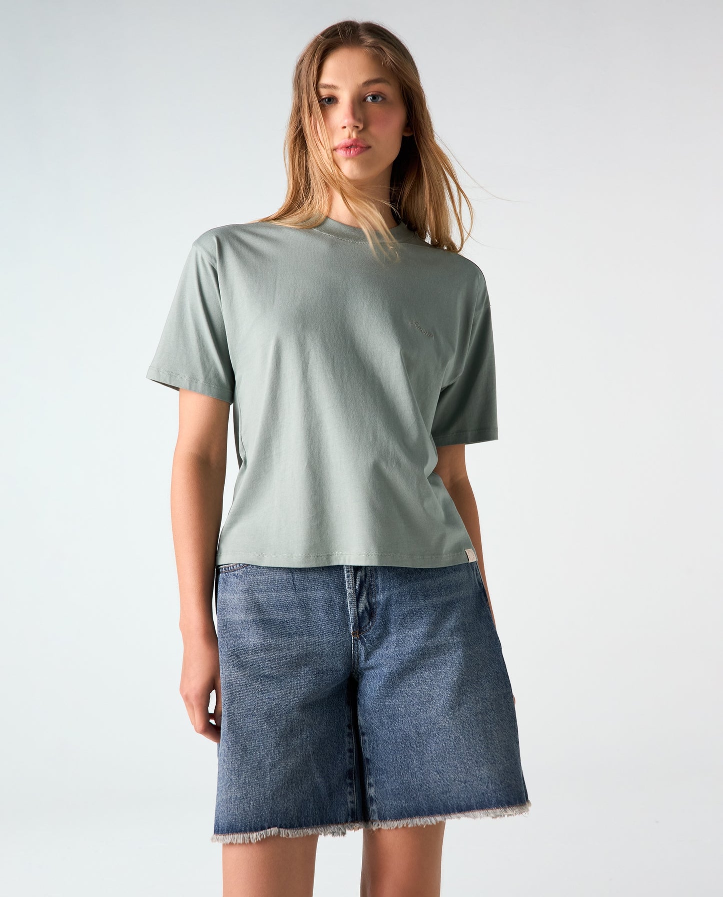 Camiseta Dama Americanino 600F002 Basica Cuello Redondo Verde