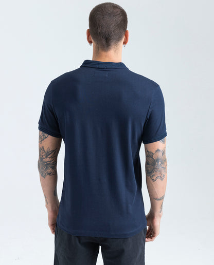Camiseta Polo Neru Americanino 800D005 Slim Fit Azul Oscuro