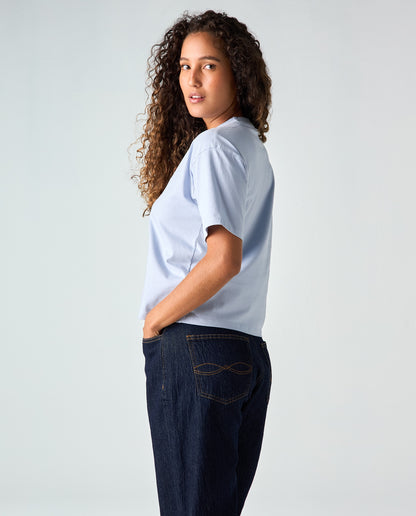 Camiseta Dama Americanino 600F002 Basica Cuello Redondo Azul Claro