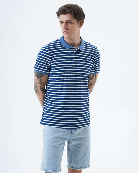 Camiseta Polo Americanino 801F008 Classic Fit Rayas Azul