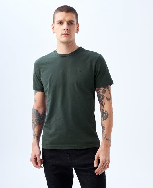 Camiseta Cuello Redondo Americanino 840C000 Basica Slim Fit Verde Oscuro