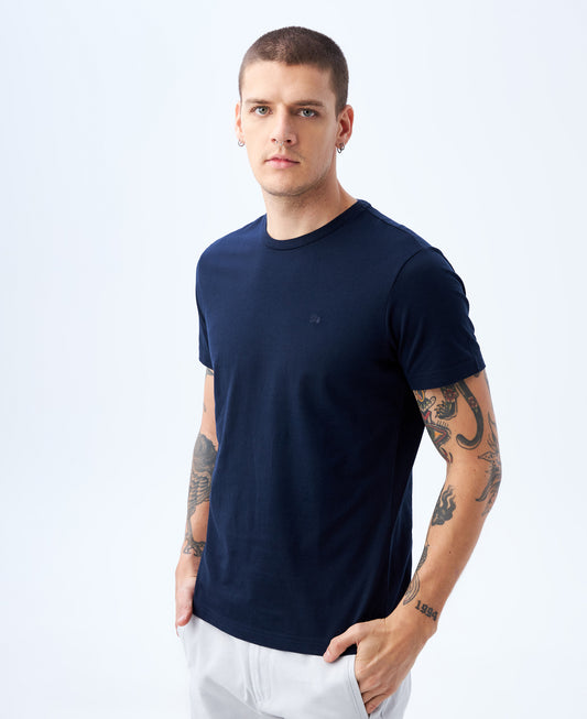 Camiseta Cuello Redondo Americanino 840C000 Basica Slim Fit Azul Oscuro