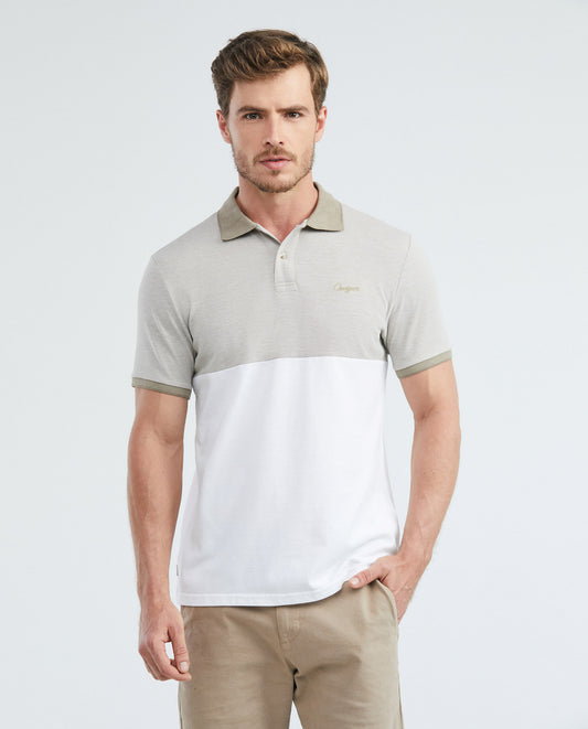 Camiseta Polo Chevignon 609E016 Classic Fit Caqui Medio Block Contrast