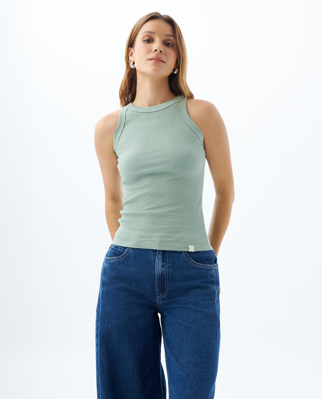 Camiseta Dama Americanino 600D005 Basica Manga Sisa Verde