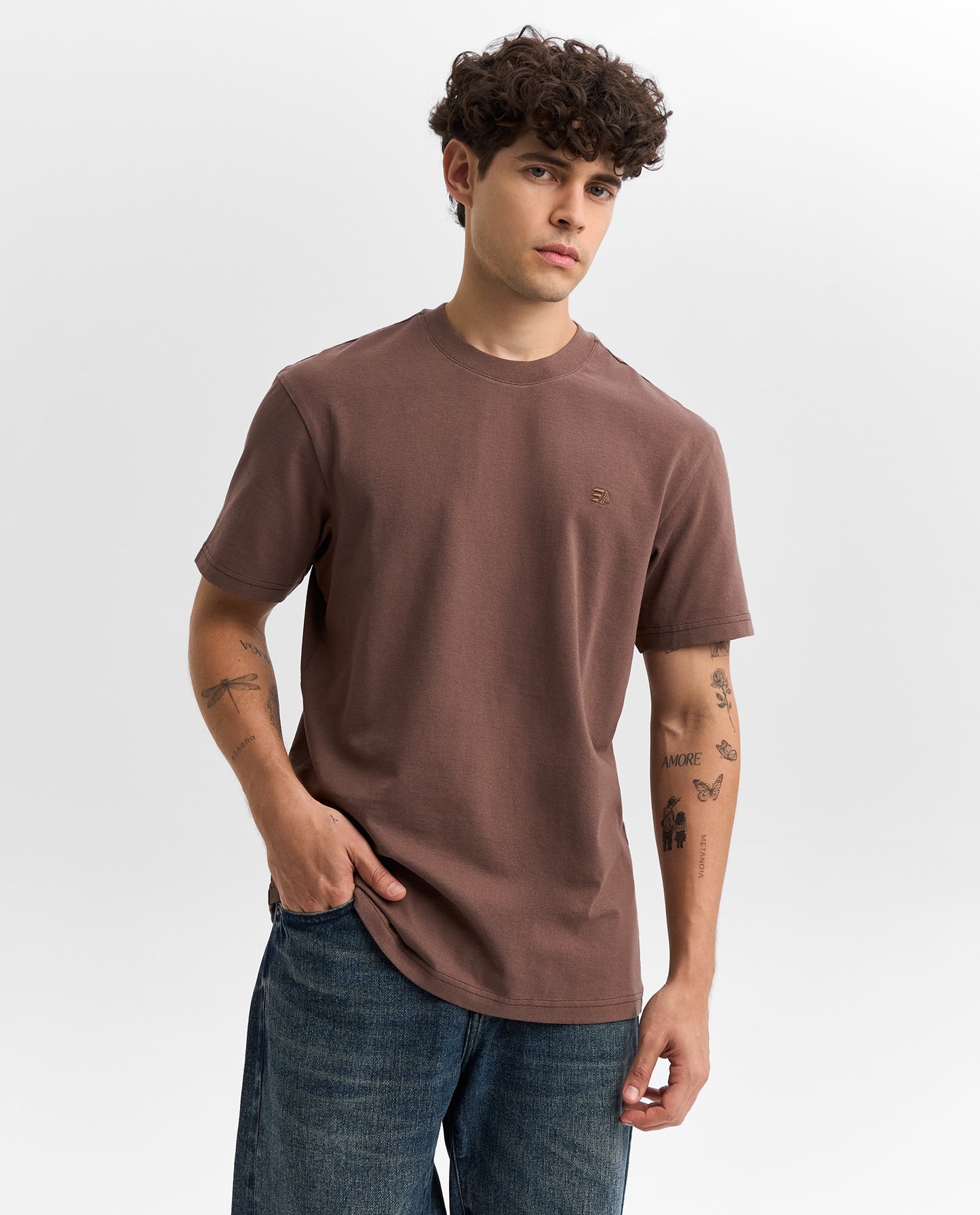 Camiseta Cuello Redondo Americanino 840G000 Relax Fit Cafe Pardo Medio