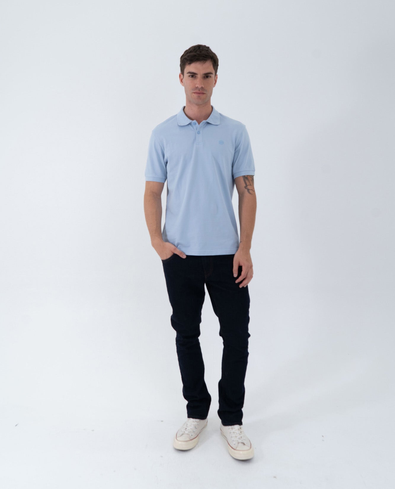 Camiseta Polo Americanino 800G004 Slim Fit Azul Claro