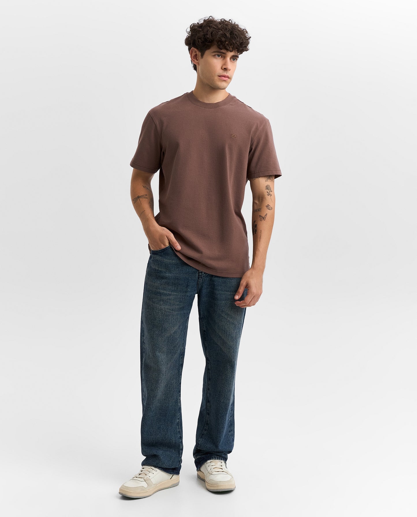 Camiseta Cuello Redondo Americanino 840G000 Relax Fit Cafe Pardo Medio